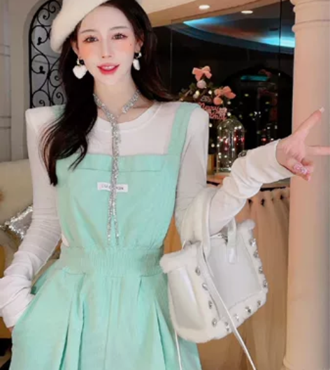 背带裤女复古洋气拖地连体裤洋气减龄阔腿长裤...