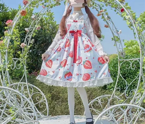 桃子家lolita 蜜桃草莓有吊牌 边夹找...