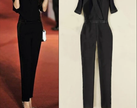 2022显瘦气质高级感黑色连体裤夏季职业O...