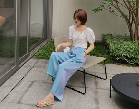 2019夏季新款韩版高腰阔腿裤女网红百搭显...