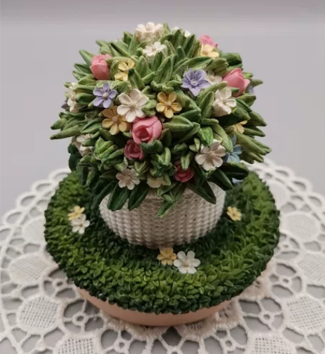 老货树脂花朵花卉花篮摆件，做工精致！细节很...