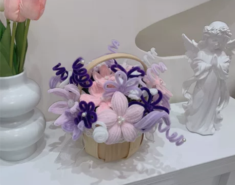 扭扭棒手工花篮 搬家便宜出 摆件/花篮/仿...