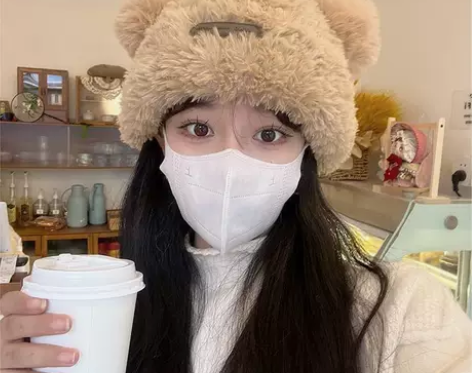 抖音同款甜美可爱小熊帽子针织毛绒帽女秋冬季...