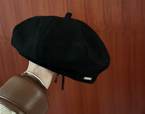 黑色八角贝雷帽 画家帽 感兴趣的话点“我想...