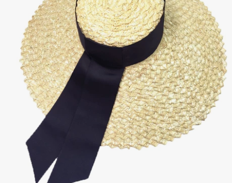 ?欧美走秀款超大檐平顶系带麦秆草帽女夏天度...