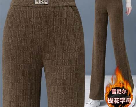 雪尼尔阔腿裤女垂坠感秋冬新款高腰显瘦宽松