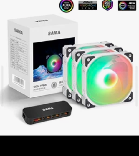 先马冰洞4argb机箱散热风扇，白色三联包...