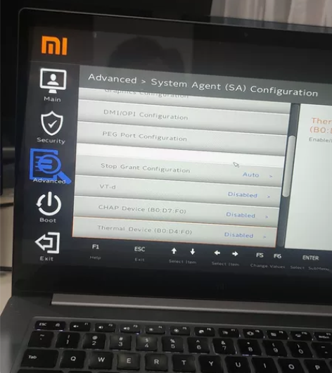 小米笔记本 解锁高级选项 解bio 非解锁...