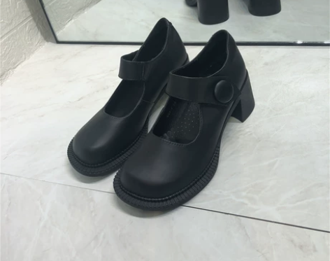 网红款日系大头娃娃鞋软妹最爱玛丽珍鞋圆头粗...