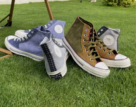 匡威鞋 Converse灯芯绒撞色拼接高帮休