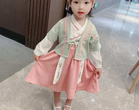 女童春季汉服轻纱仙女裙中国风魏晋襦裙宝宝唐...