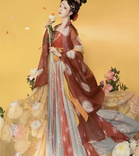 玉术原创汉服女霓裳诃子裙大袖衫唐制夏季刺绣...