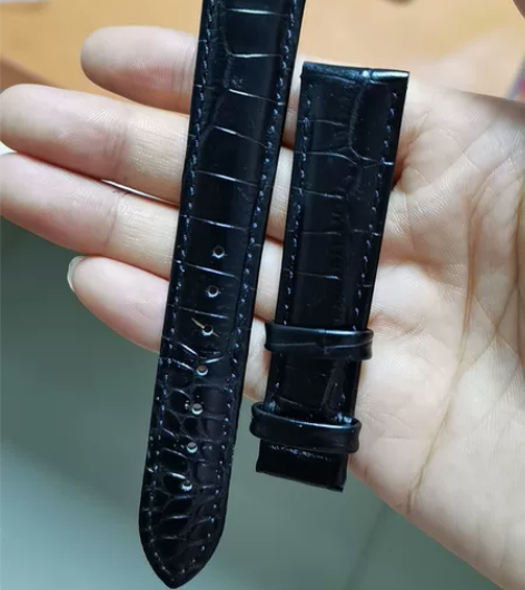 黑色柔软牛皮表带 男女18mm适配阿玛尼手...