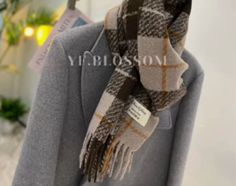 大格子英伦风复古百搭欧版大围巾加厚羊绒围巾...