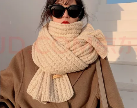 笙格儿 百搭韩版针织毛线红色长款时尚围巾女...