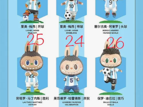 LABUBU阿根廷足球系列确认款盲盒拉布布...