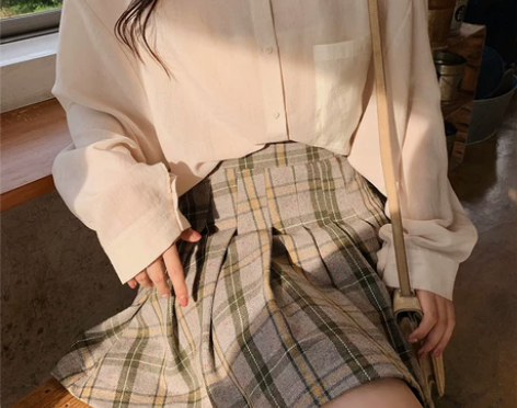 【闲置】格子学生裙半身裙 韩版宽松…仅穿过...