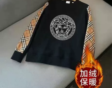 美杜莎格子卫衣男秋冬社会精神小伙潮牌修身韩...