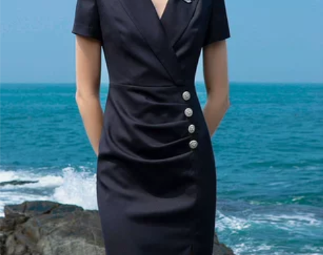 AD气质女神范连衣裙收腰夏新款职业装西装裙...