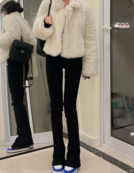 喇叭牛仔裤 牛仔裤喇叭裤高腰黑色微喇女加绒...