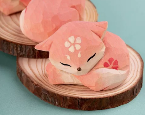 原神周边八重神子屑狐狸木雕摆件二次元桌面装...