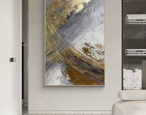 工艺画 壁画工艺画客厅抽象金箔纯手绘肌理油...