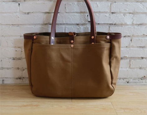 大容量帆布托特包手袋复古美式工具包重磅to...