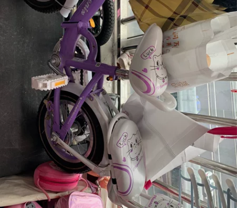 儿童自行车,紫色的是凤凰的12寸折叠自行车...