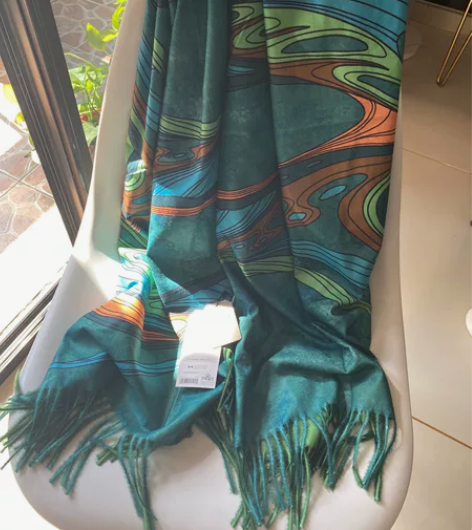 秋冬围巾 披肩 外贸尾单 一面印花一面单色...