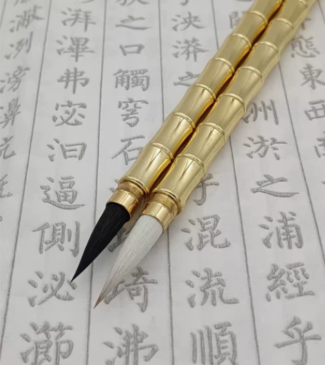 闲置处理,全铜竹节款兼毫毛笔熊毫毛笔,纯手...