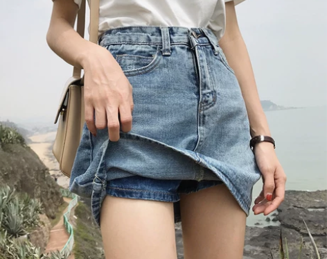 2018新款牛仔裤裙女夏高腰百搭防走光短裙...