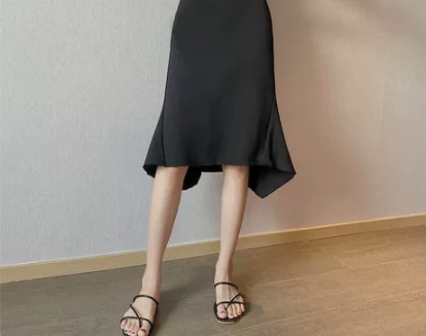 不规则婀娜鱼尾裙立体裁剪显瘦包臀春夏中长高...