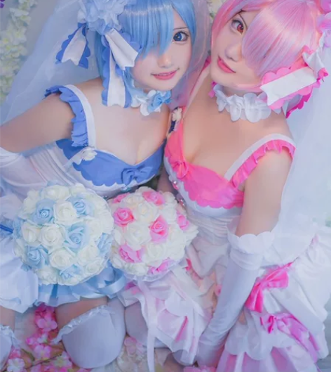 初兽猫蕾姆cos花嫁款 小码 仅试妆 有假...