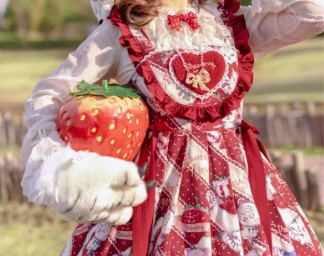 全款预约一酱草莓lolita新年新款背带裙...