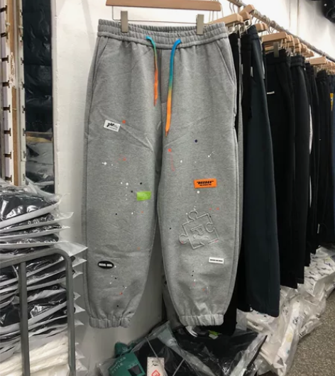 精品男士浅灰色宽松版型秋冬厚款9分卫裤特价...