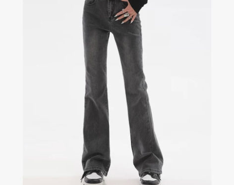 喇叭牛仔裤 牛仔裤喇叭裤高腰美式高街复古烟...