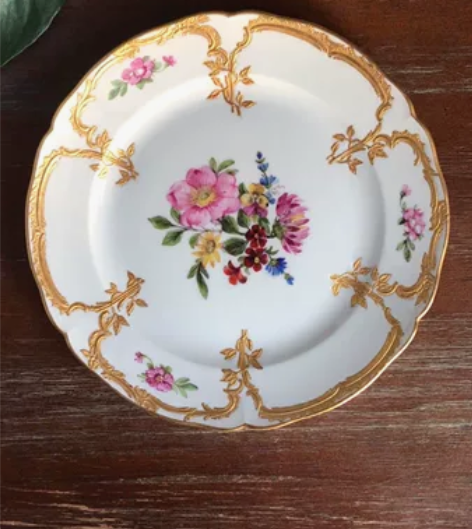 德国KPM皇家柏林瓷器 鎏金花卉盘 描金手...