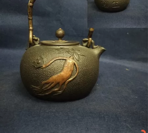 【手工蜡模鎏金铁壶】 尺寸：D15.5×H...