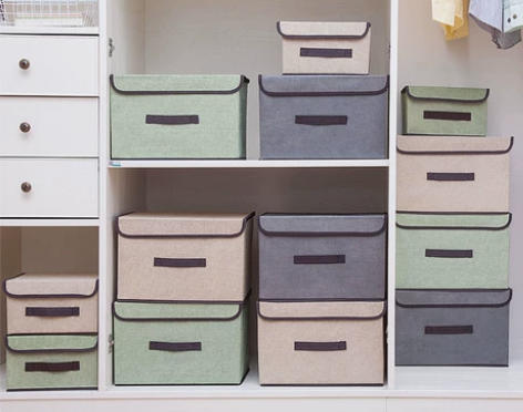 布艺收纳箱储物整理带盖折叠防尘衣物多功能装...