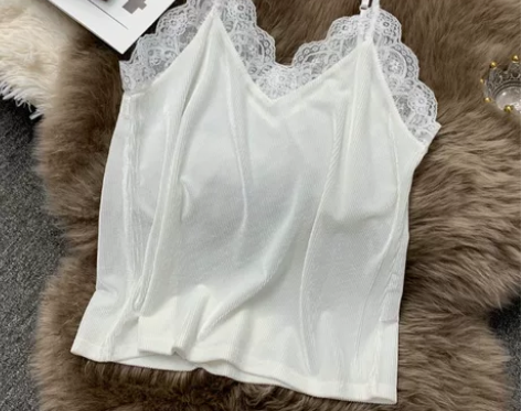 吊带背心女秋外穿内搭性感蕾丝v领拼接无袖打...