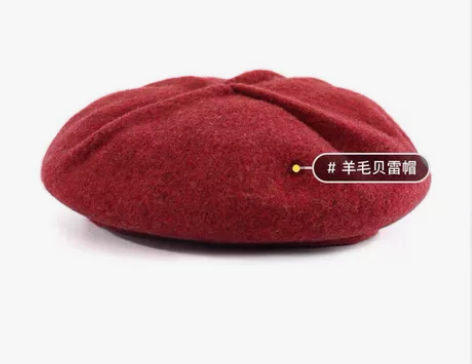 CACUSS帽子女冬纯羊毛季复古英伦贝雷帽...