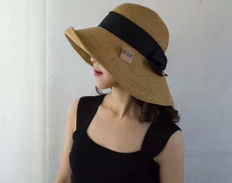 日本出口UV草帽女孙俪同款可折叠帽子夏天沙...