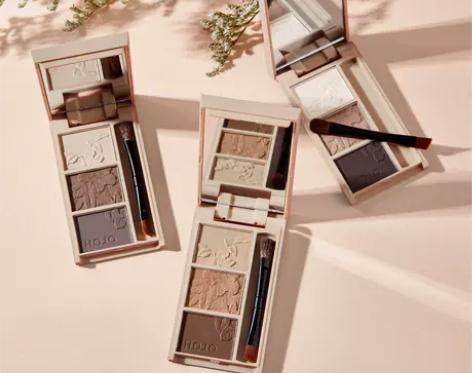 HOJO心机塑性绒雾三色眉粉持久防水防汗不...