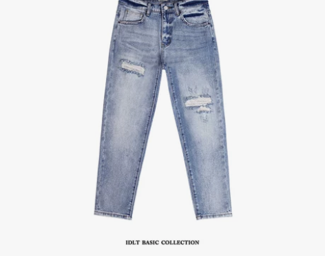 IDLT破洞牛仔裤  重水洗破洞浅蓝色  ...