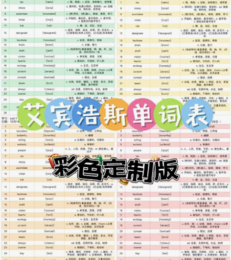 艾宾浩斯单词记忆规划表单词背诵表默写表 定...