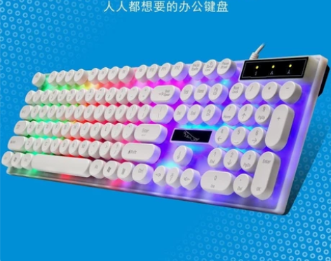 【包邮】复古朋克发光键盘鼠标套装，机械手感...