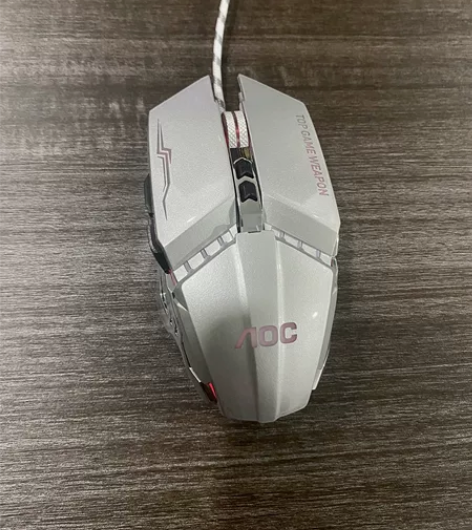 AOC6键游戏鼠标金属底板有线静音宏定义编...