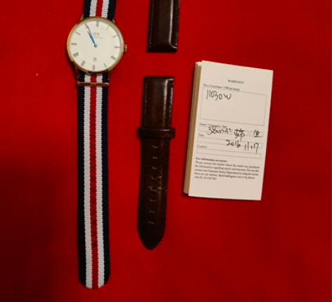 丹尼尔惠灵顿 dw手表 38mm男士白色大...