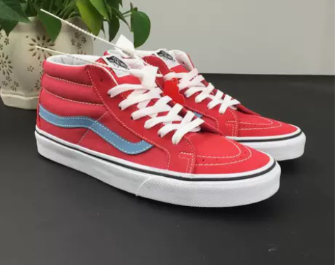 VANS SK8-MID中帮女男鞋红色淡蓝...