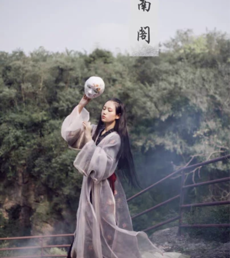 司南阁天水汉服魏晋风长衫大袖直裾套装,黑长...